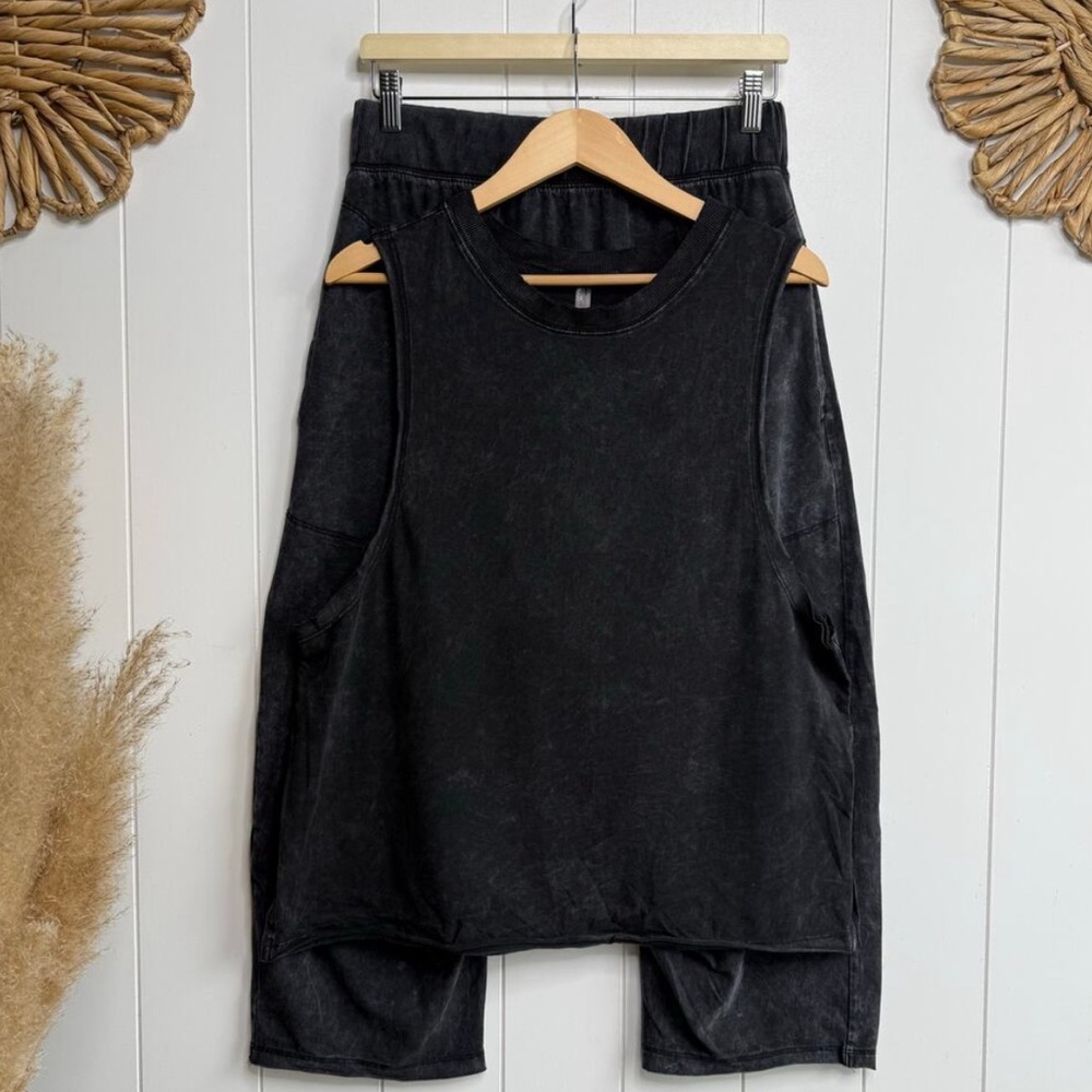 Free People Hot Shot Relaxed Fit Charcoal Black Set - Picture 2 of 12